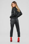 Remind Me Later Faux Leather Jacket - Black
