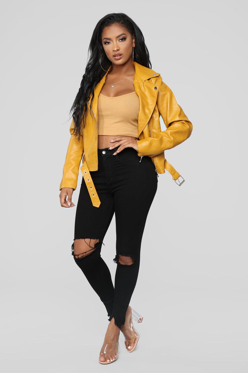 Araxie Vegan Leather Jacket - Mustard