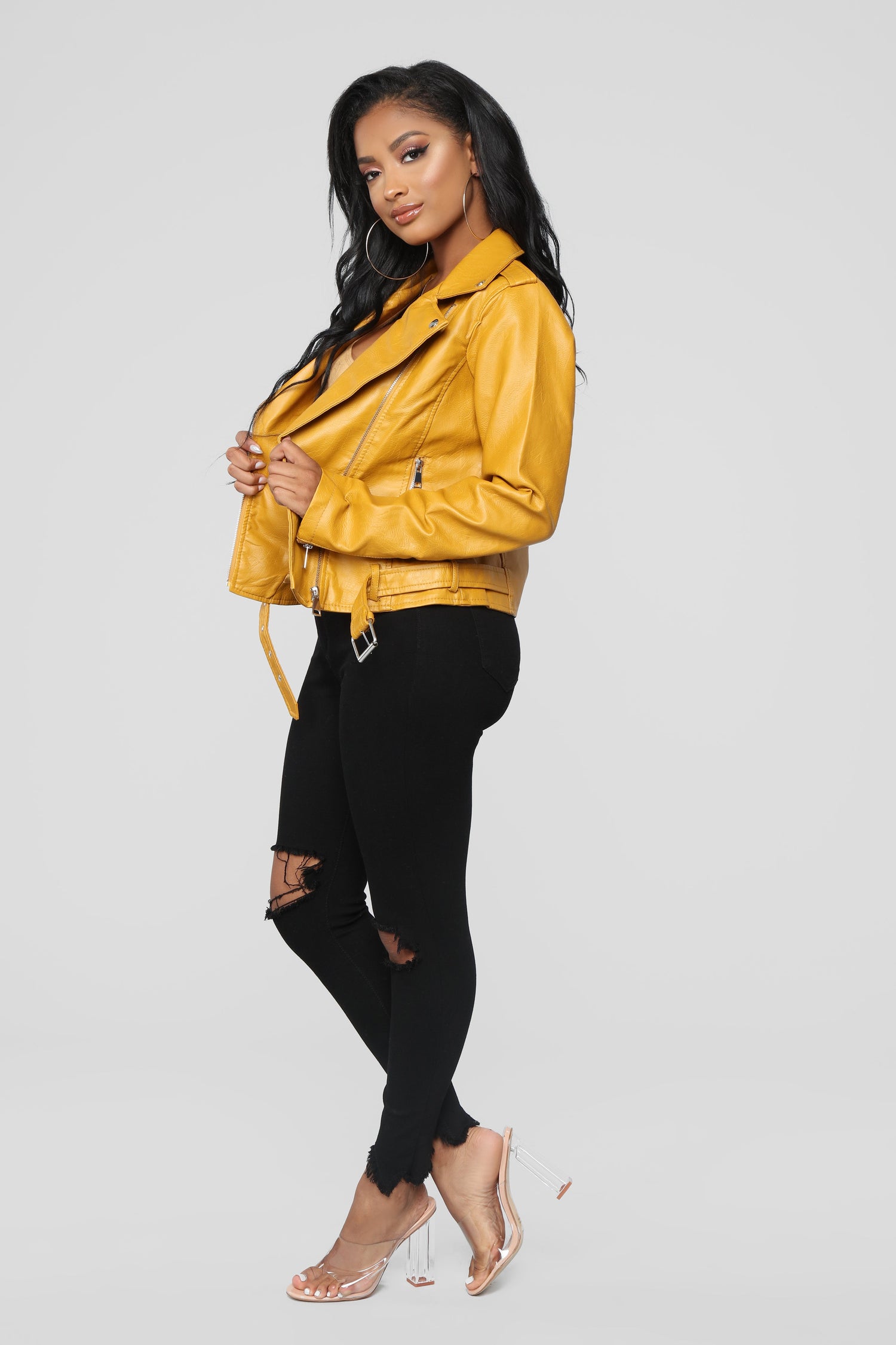 Araxie Vegan Leather Jacket - Mustard