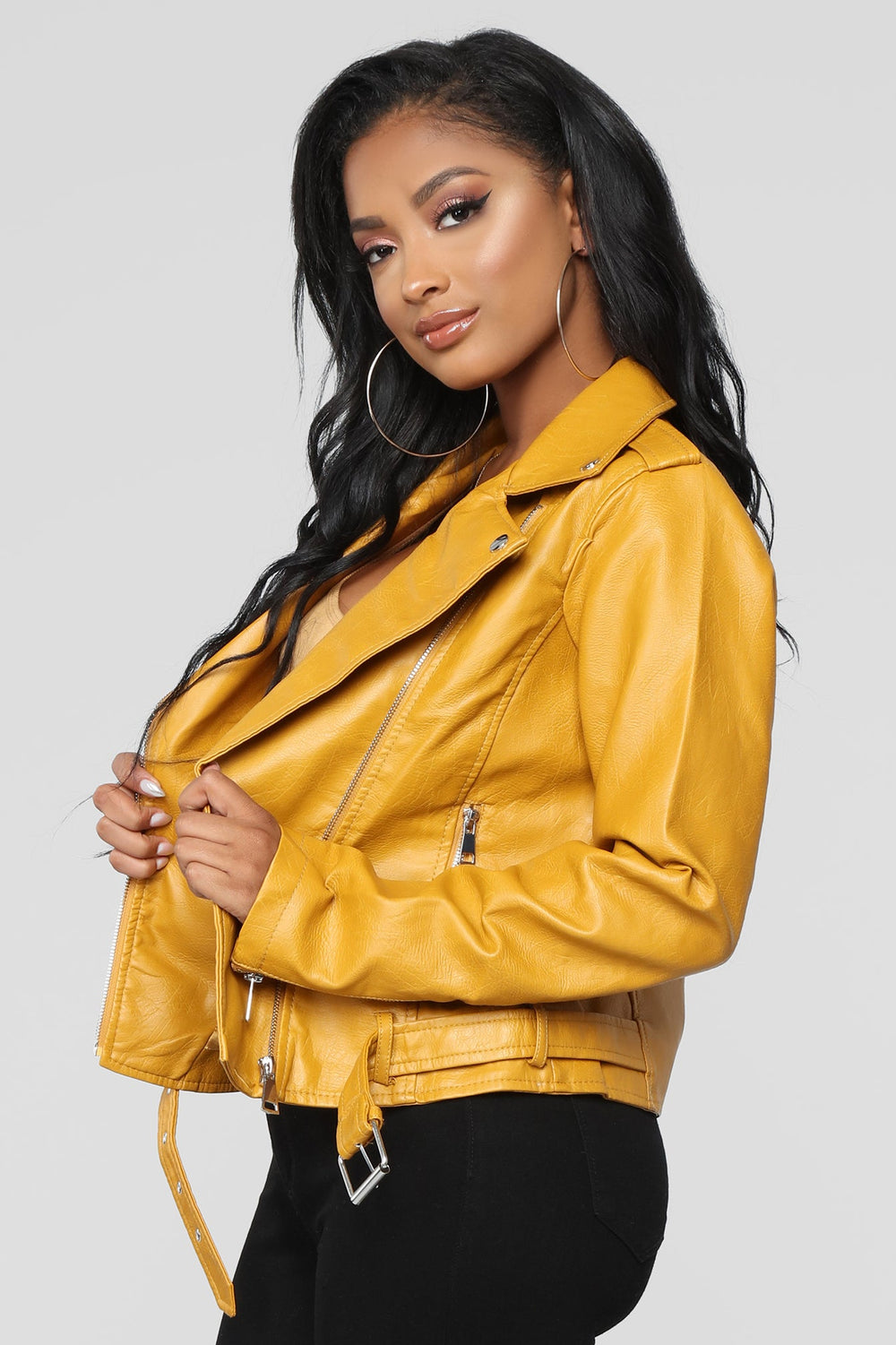 Araxie Vegan Leather Jacket - Mustard
