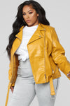 Araxie Vegan Leather Jacket - Mustard
