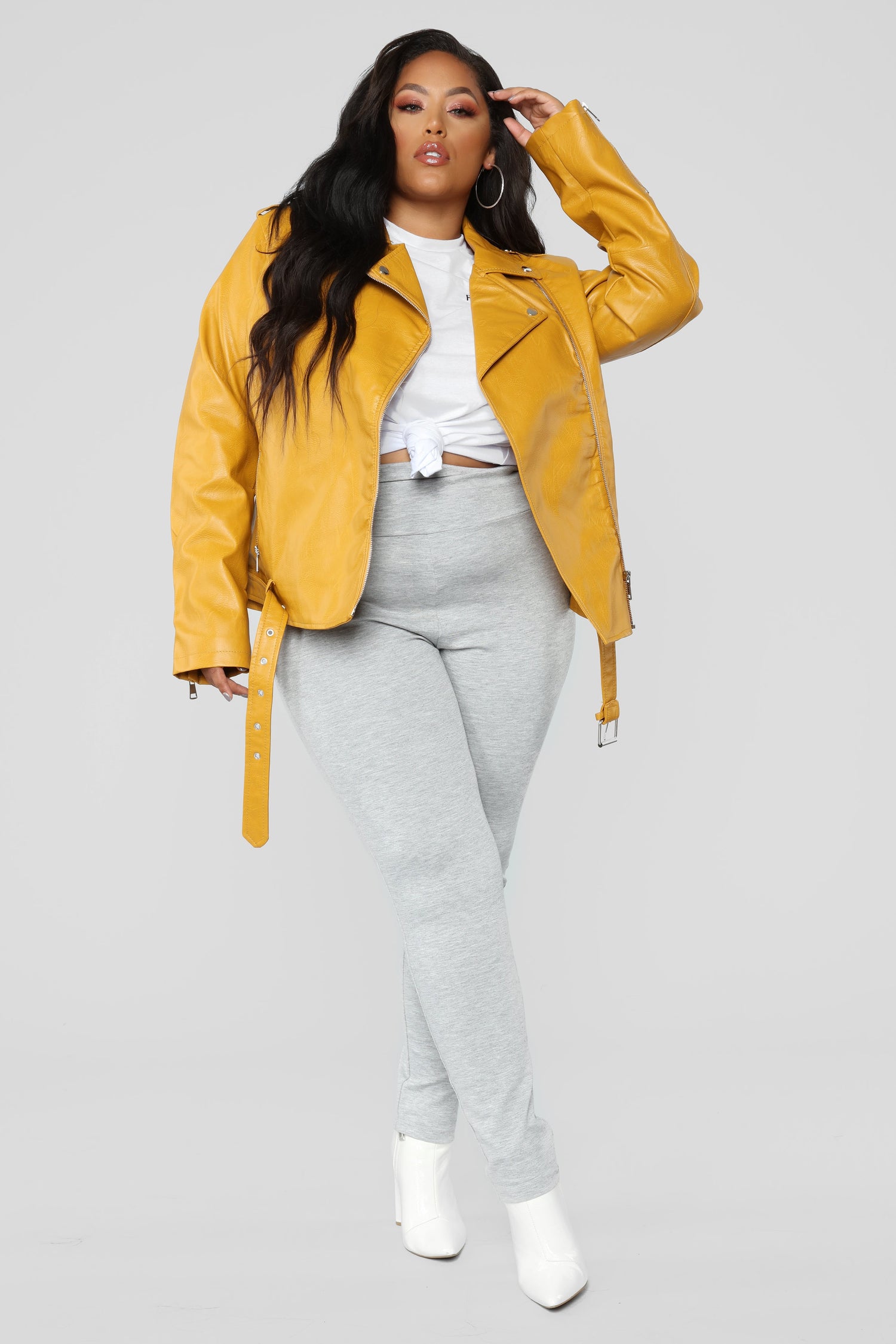 Araxie Vegan Leather Jacket - Mustard