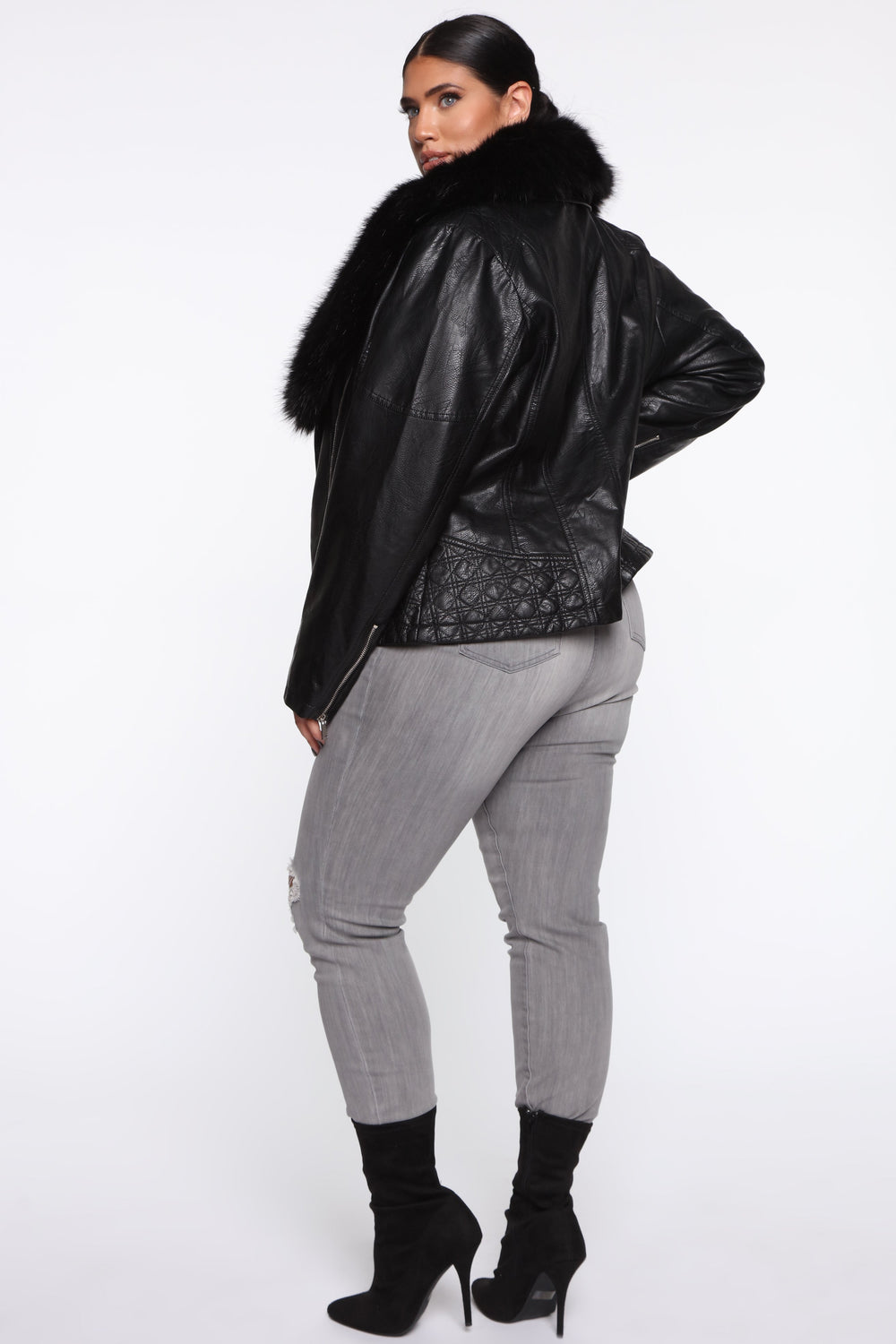 Elsa Faux Leather Jacket - Black