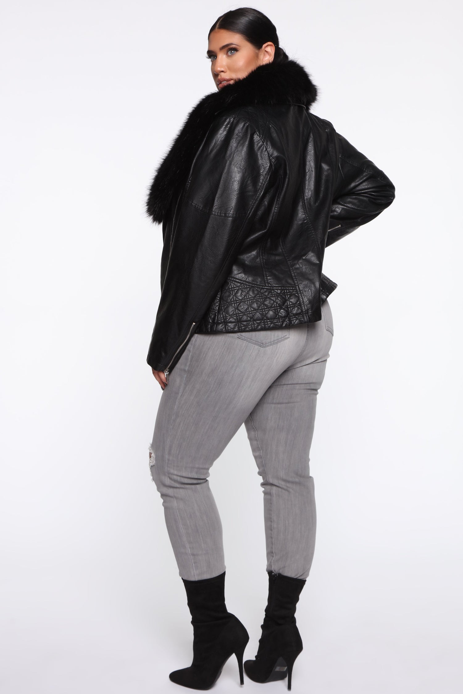 Elsa Faux Leather Jacket - Black