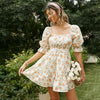 Floral Cotton Lace Up Hollow Out Summer White Dress