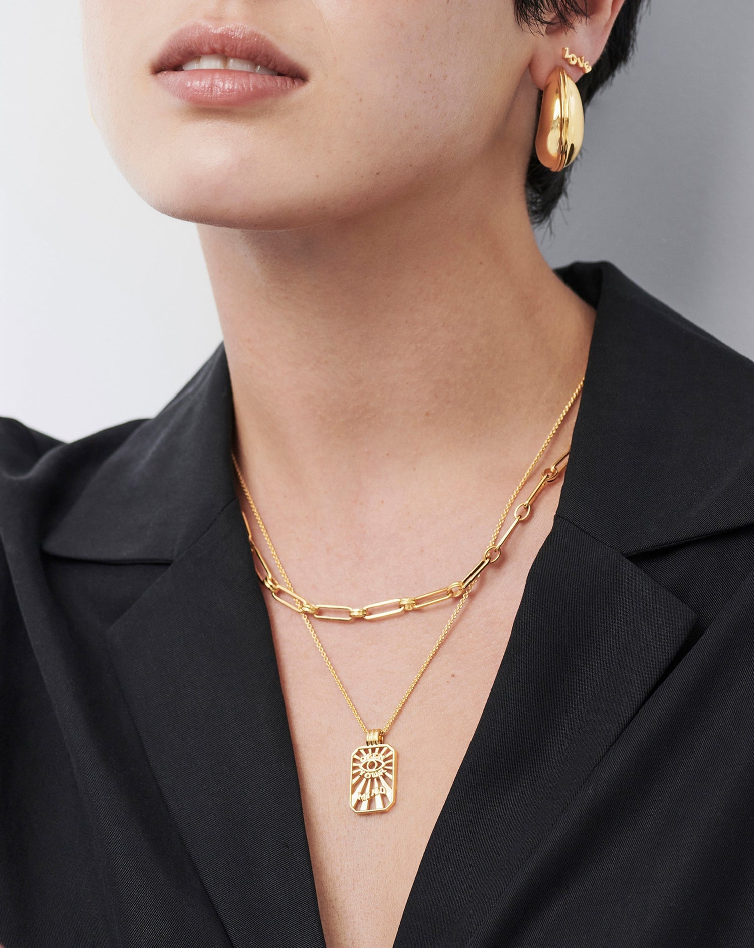 Open Your Mind Tag Pendant Chain Necklace